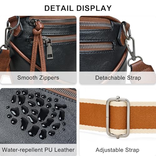 Image of Crossbody Sling Bags For Women Bum Purses Handbags Go Free Cross Body Fanny Packs For Woman Mon Shoulder Bag Gifts Black