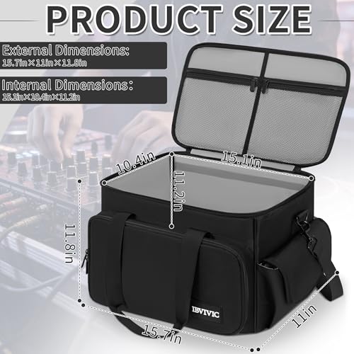 Image of IBVIVIC Cable File Bag With Adjustable Dividers Dj Gig Bag for Cables, Cords,DJ Gear,Sound Instrument and Accessories 16L x 11W x 12H inch, Grey