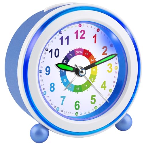 Ayybboo Wecker Kinder Ohne Ticken mit Snooze und Nachtlicht,Kinderwecker...