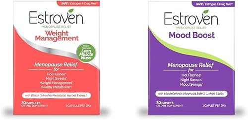 Estroven Control de peso para el alivio de la menopausia - 30 unidades y refuerzo del estado de ánimo para el alivio de la menopausia - 30 unidades