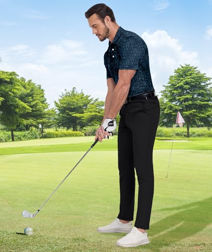 Image of ZITY Men's Golf Shirts Short Sleeve Print Patterns Casual Collared Polo