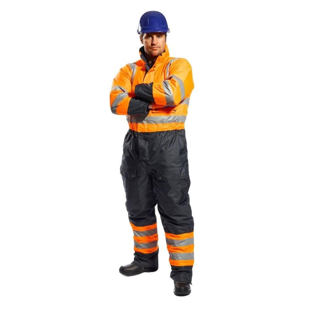 Portwest S485 Ostrzegawczy Kontrastowy Ocieplany Kombinezon, Pomarancz/Granat, Rozmiarowy XXL