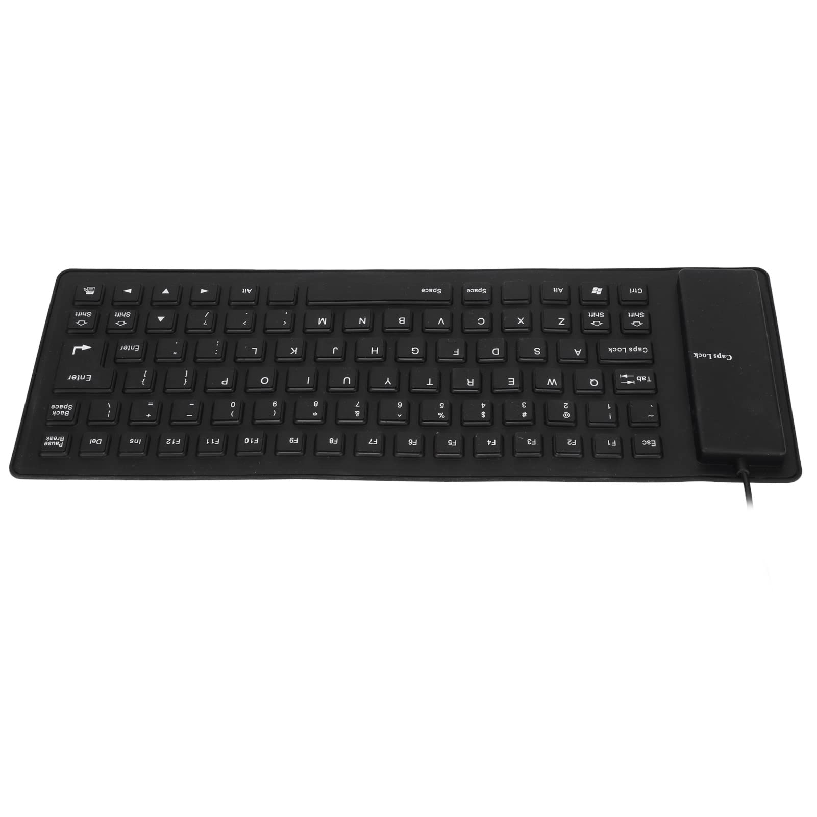 Denash Silicone Roll-Up Keyboard Fully Sealed Waterproof Soft Quiet 85 Keys USB Cable Foldable Black