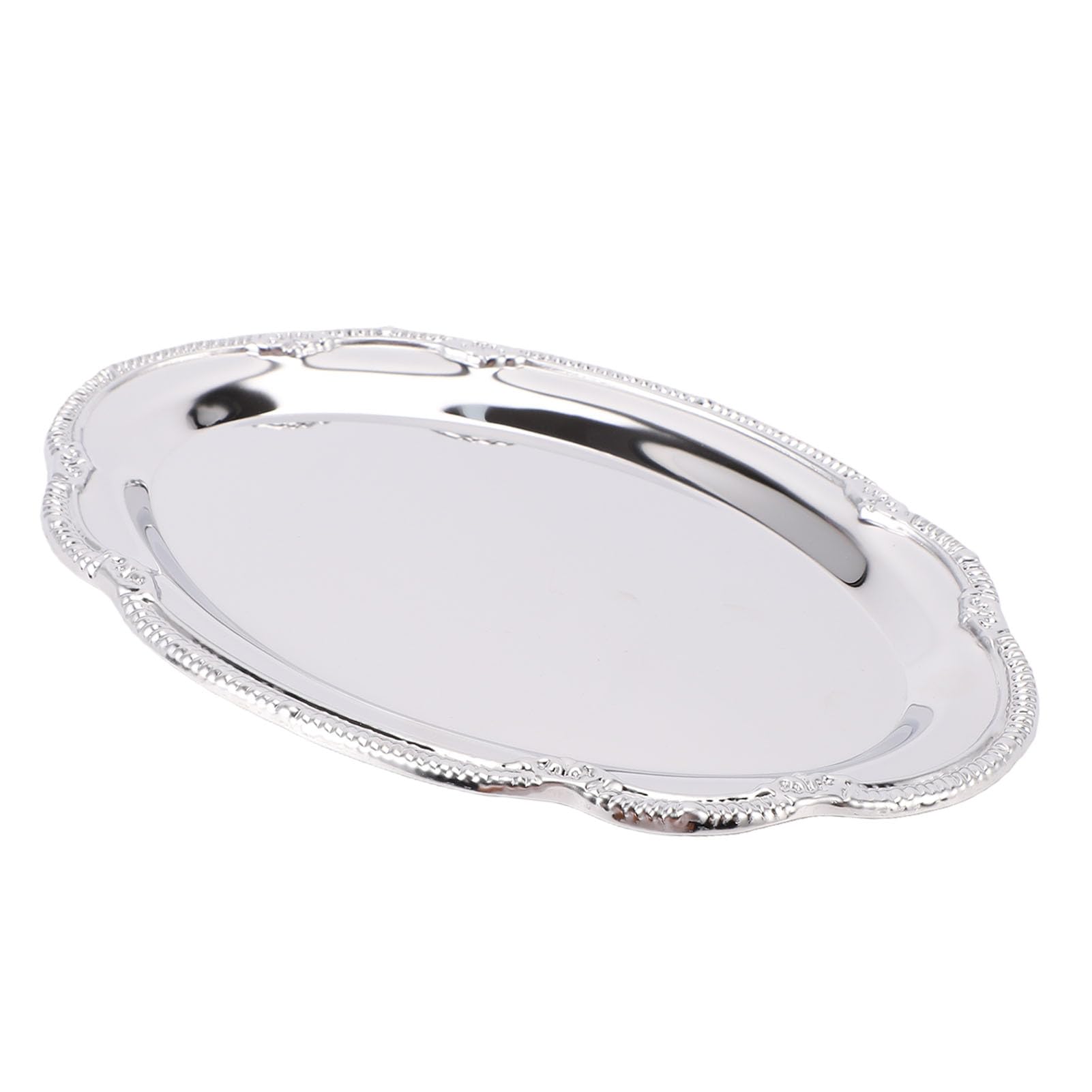 Ejoyous Vassoio da Servizio Argento Ovale Acciaio Inox Lucido (28CM)