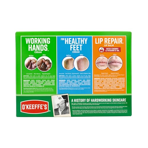 O'Keeffe's Giftbox incluindo reparo labial com bastão de óleo de cereja e vitamina E, frasco para