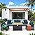 Lviden 7 Pieces Wicker Patio Furniture Set Rattan Outdoor Sectional Conversation Sofa Set with Fire Pit Table Non-Slip Cushions and Furniture Cover, Peacock Blue