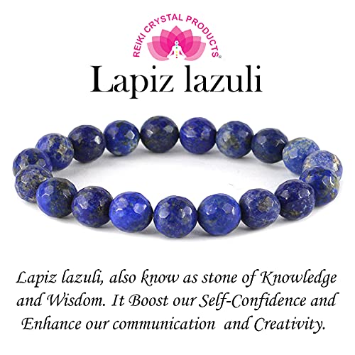 Image of Reiki Crystal Products Certified Natural Crystal Stone Diamond Cut /Faceted 10 mm Beads Bracelet for Men & Women | Reiki Charged Gemstone Jewellery | Multiple Stone Variants Available
