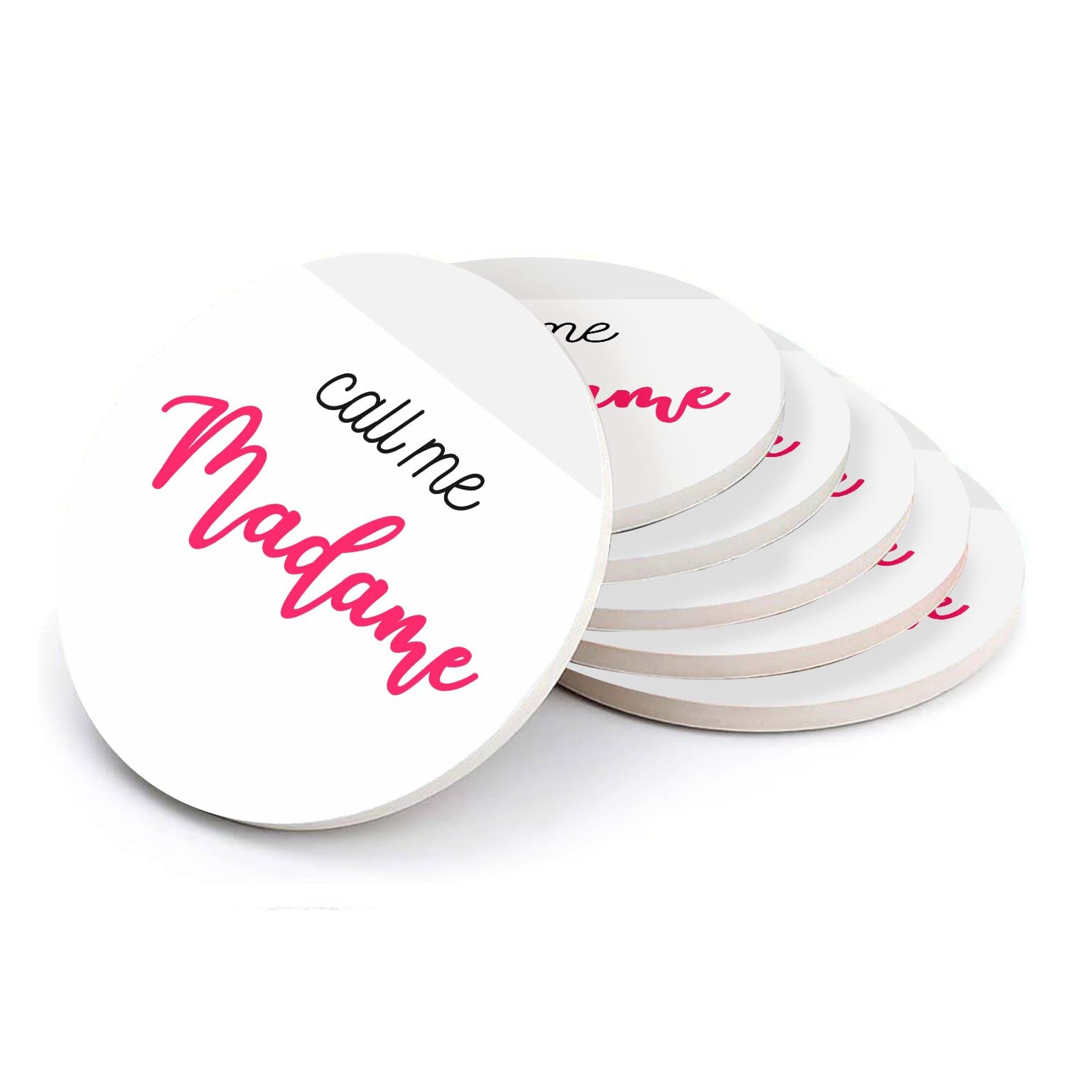 Sous verre ronds en céramique Call Me Madame chic et protecteurs lot de 6