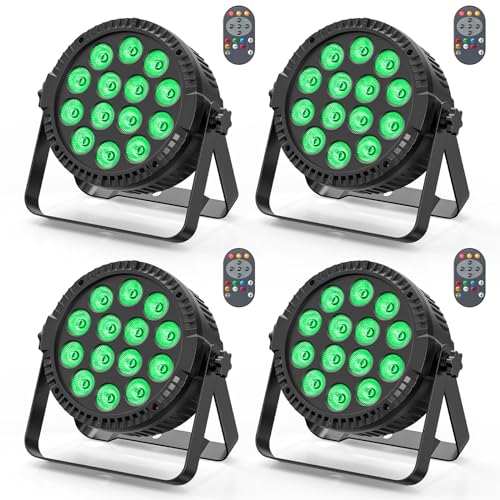 HOLDLAMP 84W LED Par Strahler, 14 led Bühnenlicht DMX512 4-in-1 RGBW Par Licht Beleuchtung mit Fernbedienung Discolicht für Party Stage DJ Show Bar Halloween Weihnachten (4 Stück)