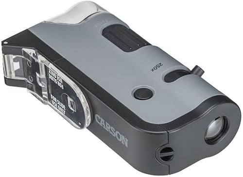 Miniatura 6 de Carson MicroFlip 100x-250x LED and UV Lighted Pocket Microscope with Flip Down Slide Base and Smartphone Digiscoping Clip MP-250