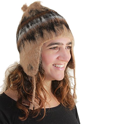 Alpaga Chullo tricoté pour Adulte Bonnet avec Cache-Oreilles, Gamme de Couleurs Naturelles Fairtrade.One Dimensions Disponibles - - Taille Unique Cover