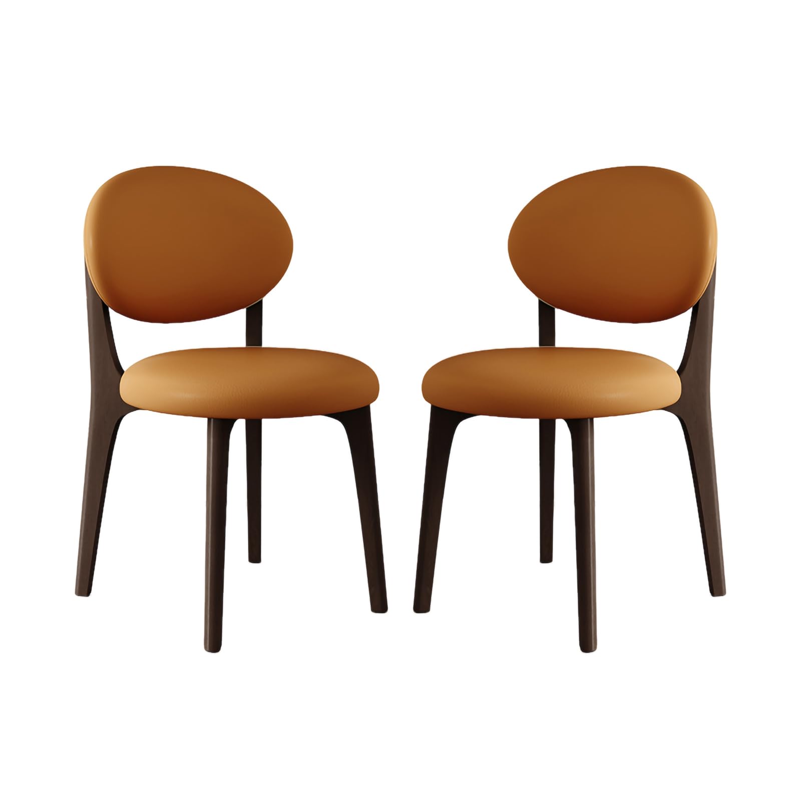 Lot de 4 chaises de salle à manger rembourrées modernes avec pieds en bois massif, finition élégante en noyer foncé – Parfait pour la décoration de la salle à manger et du salon