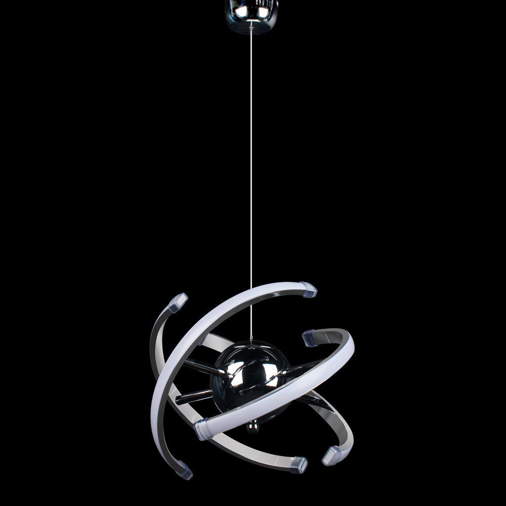ELINKUME Modern LED Pendant Light, 26W Chrome Chandelier, Adjustable 11"
