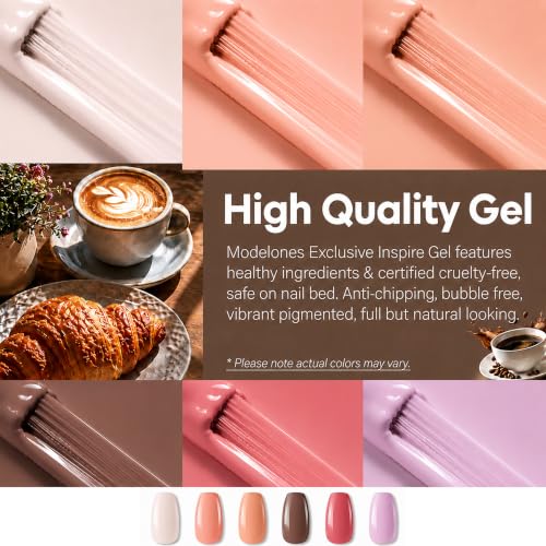 Image of Bolt Bee Gel Polish Kit | 6 Colors Light Soft Sakura, White & Nude | Spring Soak-Off Gel Nail Polish Set for Nail Art Design & Home Manicure (15ml Each)