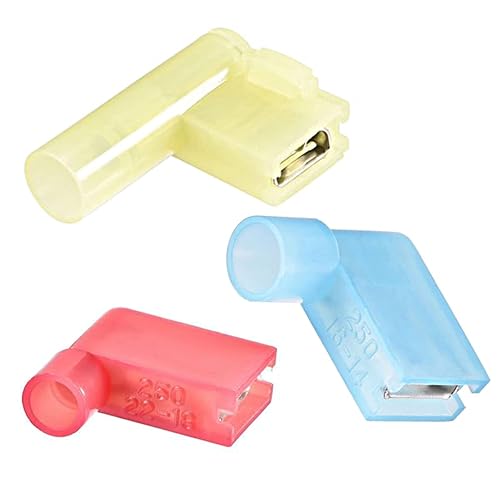 50 conectores de cable hembra de desconexión rápida de nailon para bandera de 22-10 AWG, terminales de cable eléctrico de 90 grados (22-18 AWG, 20