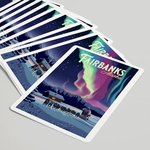 Lantern Press Fairbanks Alaska Naipes Póker 52 cartas miniatura 5