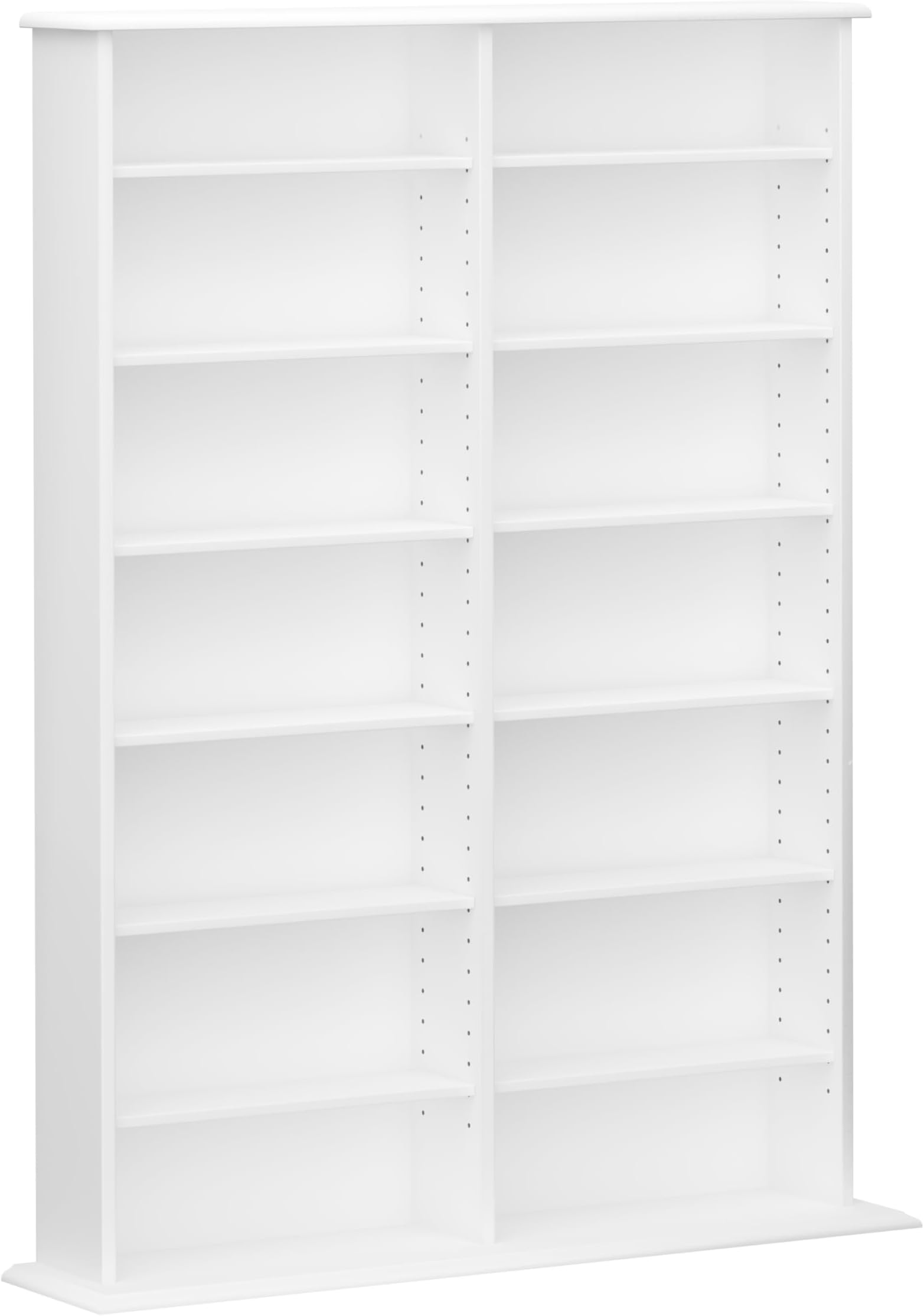 2 Column Display Cabinet, White and Tall Storage Cabinet with 14 Adjustable Shelves for DVD Storage, 8.75" D x 38.75" W x 51" H, WMA-0640