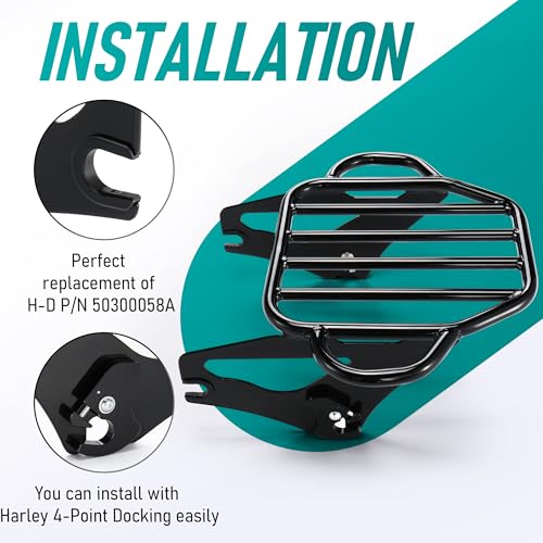 MoKitDora Detachable Two-Up Luggage Rack Mounting Rack Compatible with Harley Touring Road King Road Glide Street Glide Electra Glide 2009-Later, Black by MoKitDora - Used condition - Image 3