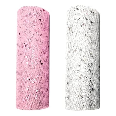 LdawyDE Glitter Tulle Fabric Roll for Crafts Cover
