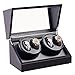 CO-Z Automatic Watch Winder Box | Dust-Proof Wooden Storage Box and Display Case| Retro Self-Winding Mechanical Watch Box with Durable Quiet Motor, 4 Winders, Black