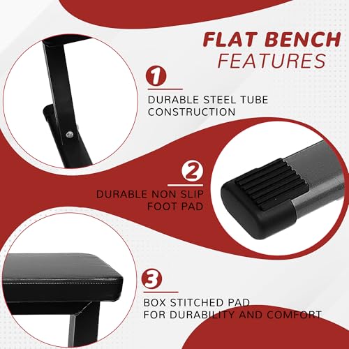 Fitvids Flat Utility Weight Bench for Home Gym Weight Training – Ab Exercises and Flat Exercise – nan – Gray/Black by Fitvids - Image 4