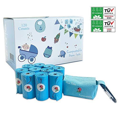 MOM EASY Diaper Disposal Bag Compostable Baby Disposable Diaper Sacks Poop Bags