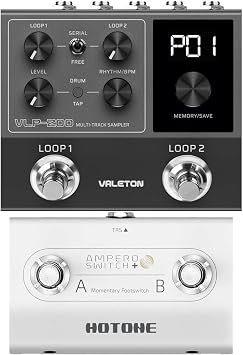 Valeton VLP-200 Multi-Track Sampler - Two full-featured loopers and a variety of drum rhythm patterns and Hotone Ampero Switch+ FS-2 Dual Foot Switch bundle