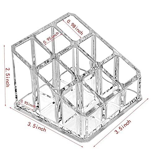 Image of Sooyee Acrylic Lipstick Case - Lipstick Holder & Cosmetic Organizer With 9 Spaces - Clear