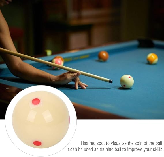 Training Billiard Cue Ball, Cue Ball Regulation Size 2-1/4 Pool Training Cue Ball with 6 Dots for Home Practice America Pool Eight Ball