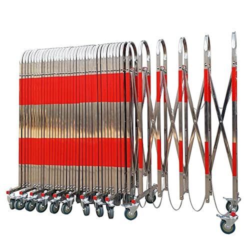 Generisch Uzatılabilir paslanmaz çelik tekerlekli çit – Giriş, avlu ve teras için taşınabilir bahçe kapısı – Kolay kurulum, bahçe ve garaj için ek güvenlik (kırmızı-gümüş, 1,5 x 4 m)