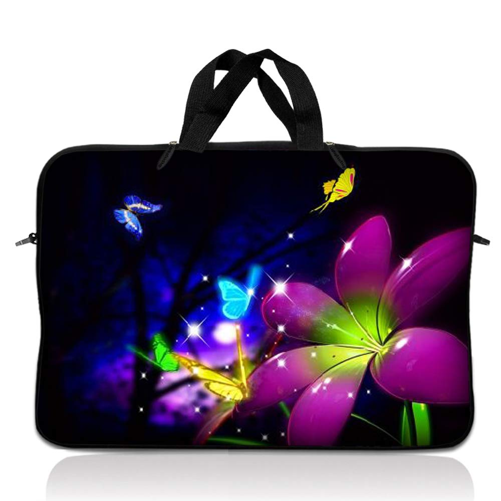 LSS 12.3 inch Laptop Sleeve Bag Carrying Case Pouch with Handle for 11" 11.6" 12" Acer, Asus, Dell, Hp, Sony, Toshiba, Pink Plumeria Flower — view 22