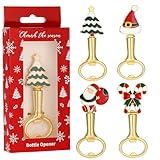 4pcs Christmas Bottle Openers Christmas Cute Bottle Opener Winter Favors Christmas Gift Decorations and Souvenirs Decorative Beer Bottle Opener for Party Table Decors (Multicolr)