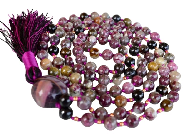 Bracelet Mala de prière en tourmaline pastèque, cadeau spirituel de guérison