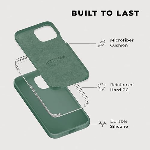 Miniatura 6 de Funda compatible con iPhone 12  iPhone 12 Pro, silicona verde con protector de pantalla probada en caídas de 6 pies, funda protectora delgada con