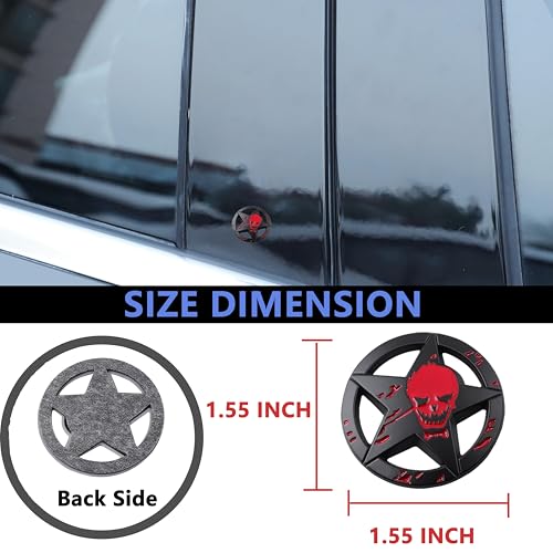 Image of Star Skull Emblem for Car Windows, Trucks, Hood, Laptops Car Decoration (Black)