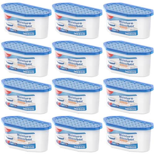 Vacplus Dehumidifier Disposable 12 Pack Moisture Absorbers for Closet Efficient Humidity Absorber Boxes Moisture Absorber for Closet Odor Eliminator with Fragrance Free Blue 6.4oz 300ml