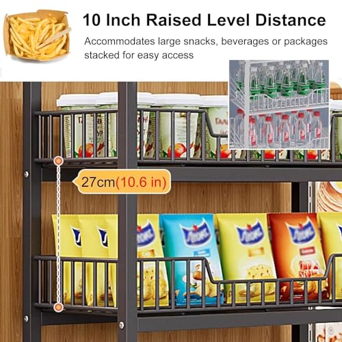 Expositor de Snacks de 5 Niveles para Tiendas, Cine en casa, con Ganchos para Bolsas de Patatas Fritas/Dulces. Estante Comercial Grande para Merchandising. Resistente y Funcional.