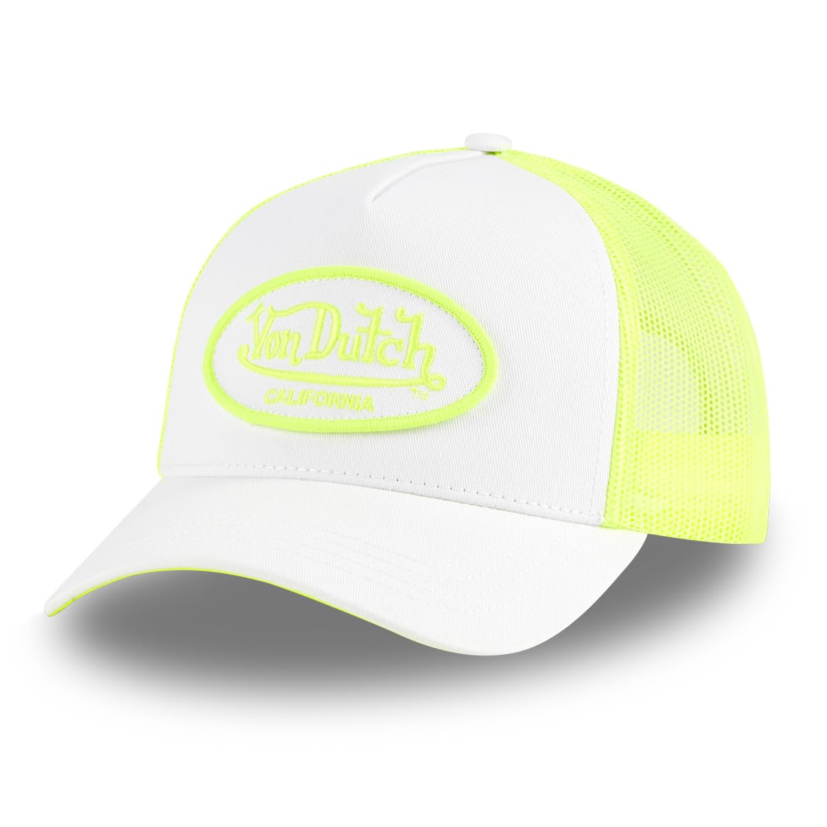 Von Dutch Men's & Women's Adjustable Cap, Trucker Cap Fluo TU, White/Neon Yellow, One Size
