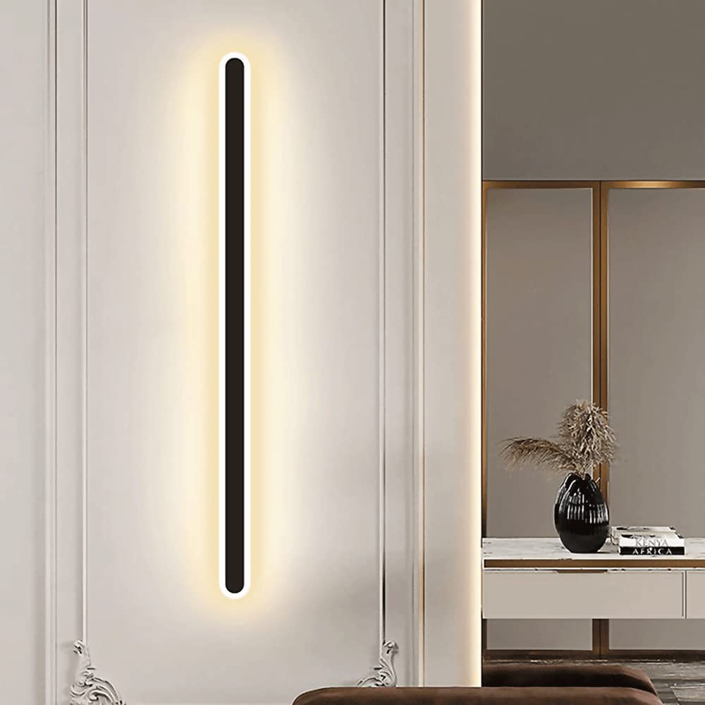 Wewnętrzna liniowa metalowa lampa ścienna, akrylowe oświetlenie dekoracyjne do salonu Światło nastrojowe, nowoczesna podkładka ścienna LED, proste długie kinkiety ścienne do przedpokoju, jadalnia 3000