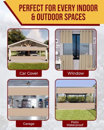 Image of FoundGo 8'Hx7'W Vinyl Curtains for Patio, 19oz Outdoor Clear Patio Enclosure, Heavy Duty Clear Tarps Waterproof With Grommets for Pergola, Porch, Gazebos, Balcony, -4 Cold Resistant