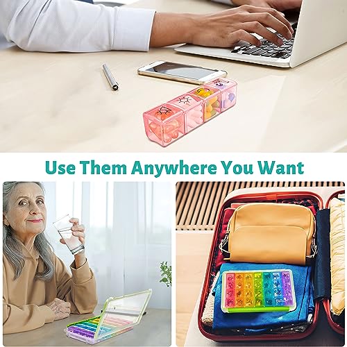 Image of Fullicon Weekly Pill Organizer 4 Times a Day, Pill Box 7 Day for Travel, Moisture-Proof Daily Pill Box Organizer, Large Pill Case for Medicine, Vitamin, Fish Oil, and Supplement (Clear and Green)