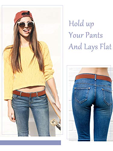 Satinior 6 Pieces Invisible Belts No Show Women's Stretch Belt Adjustable Elastic Belts With Flat Buckle For Jeans Pants Dresses #TOP4