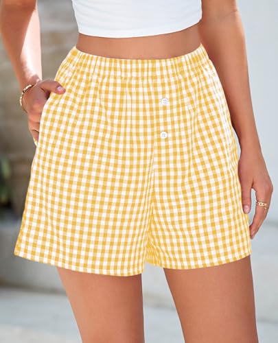 Image of PRETTYGARDEN Womens Summer Gingham Boxer Shorts