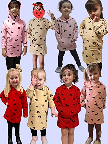 Toddler Baby Girls Hoodies Sweatshirt - Kid Valentines Outfits Allover Heart Sweater Long Pocket Sweatsuit3