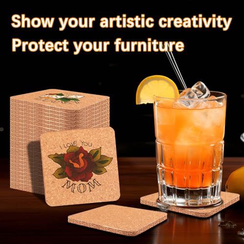 100 PCS Cork Coasters Bulk, Blank Square Cork Coasters DIY Crafts, Non-Slip Heat-Resistant Reusable Coffee Coaster, Suitable for Home Desktop Decoration by Anpuimult - Image 3