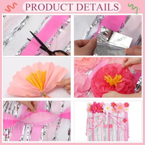 Image of Taobary 28 Pcs Mexican Paper Flower Party Decoration, Pink, Stylish