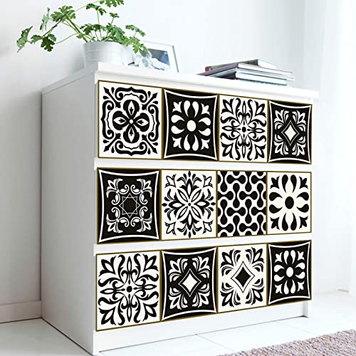 Credence Adhesive pour Cuisine 15X15 Beige Noir Baroque Stickers Cuisine Stickers Muraux Cuisine Carrelage Adhesif Mural Stickers Salle de Bain Dalle Pvc Adhesive Murale （10 Pièces）