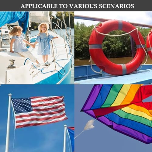 APOMOONS 20m Fahnenmast Seil 6mm - Mit 6 Karabinerhaken Wetterfest