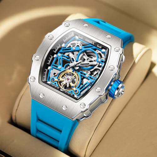 Image of OVERFLY ONOLA Mens Watch Automatic Mechanical Skeleton Dial Luxury Wrist Watch for Men