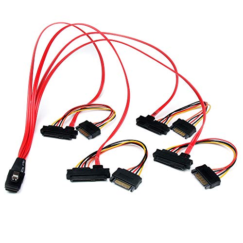 Câble Mini SAS SFF-8087 répartiteur vers 4 ports SFF-8482 avec alimentation